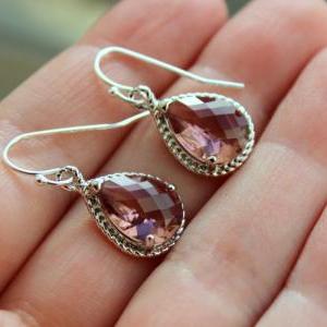 eggplant earrings silver bridesmaid gift jewelry plum purple personalized under